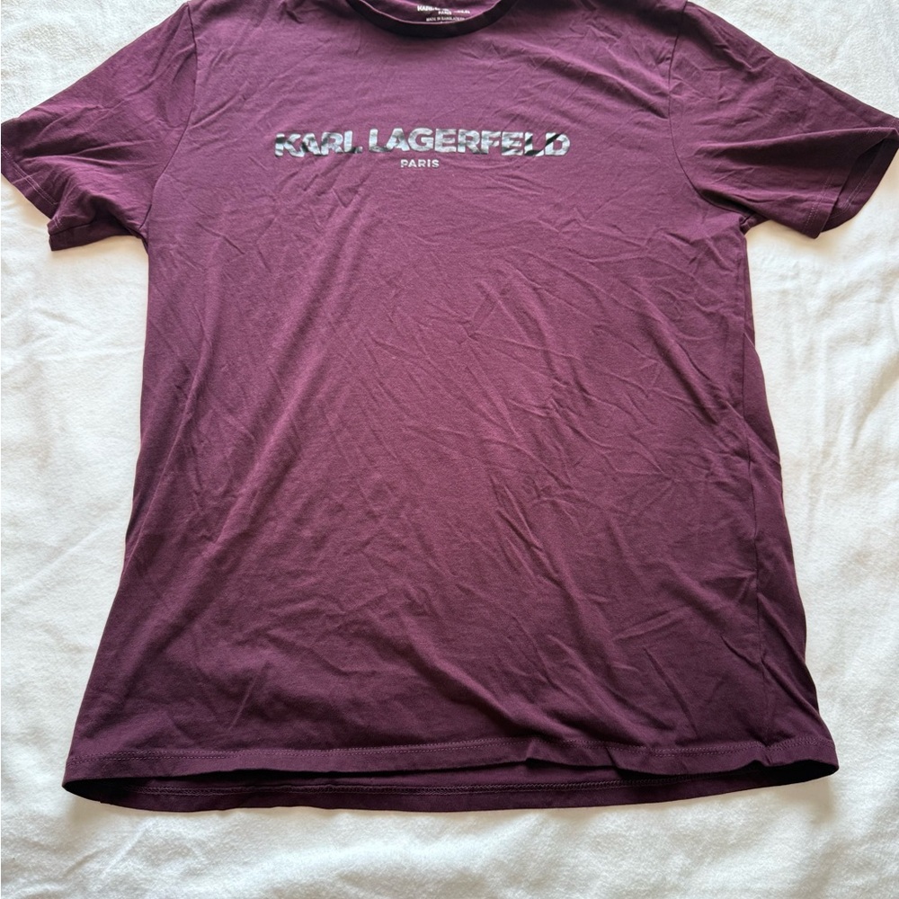 Karl Lagerfeld Men's Burgundy Short Sleeve Tee